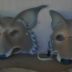 Mr and Mrs Coyote Masken, Ledermasken für zwei, Paar Thema Kostüm Maske