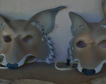 Máscaras de Sr. y Sra. Coyote, máscaras de cuero para dos, máscara de disfraz temática de pareja