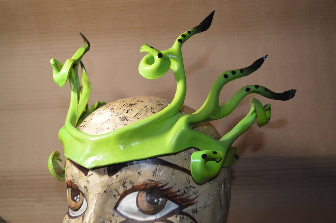 Alien Headpiece, Glow in the Dark Handmade Leather Crown, Hair Ornament ...