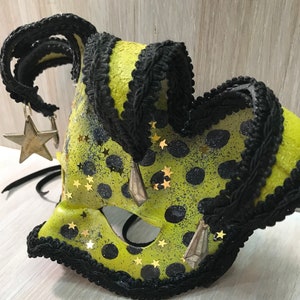 Dark JESTER  leather mask dark carnival mask Mardi Gras mask,  leather mask by Faerywhere