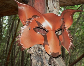  KUYYFDS Therian Mask Halloween Fox Mask Leather DIY