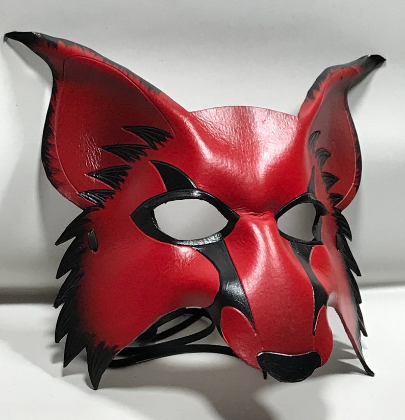 RED wolf, kitsune leather mask, cosplay fox mask made by faerywhere image 5
