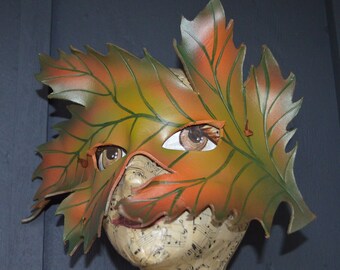 Autumn Maple LEAF, leather mask, autumn greenman mask by faerywhere