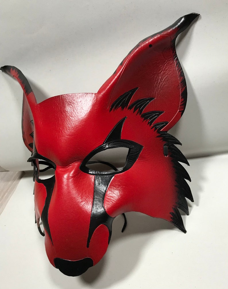 RED wolf, kitsune leather mask, cosplay fox mask made by faerywhere image 7