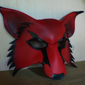 RED wolf, kitsune leather mask, cosplay fox mask made by faerywhere image 3
