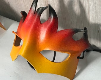 Child’s size fire pixie mask, leather mask by faerywhere