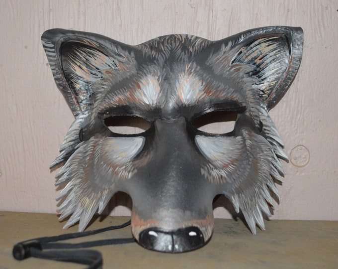 Dark Grey Dire Wolf Mask Wolf Leather Mask Hand Painted by - Etsy