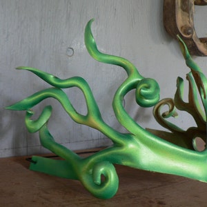 Emerald green, Absinthe glow in the dark leather crown, leather head piece by faerywhere image 1