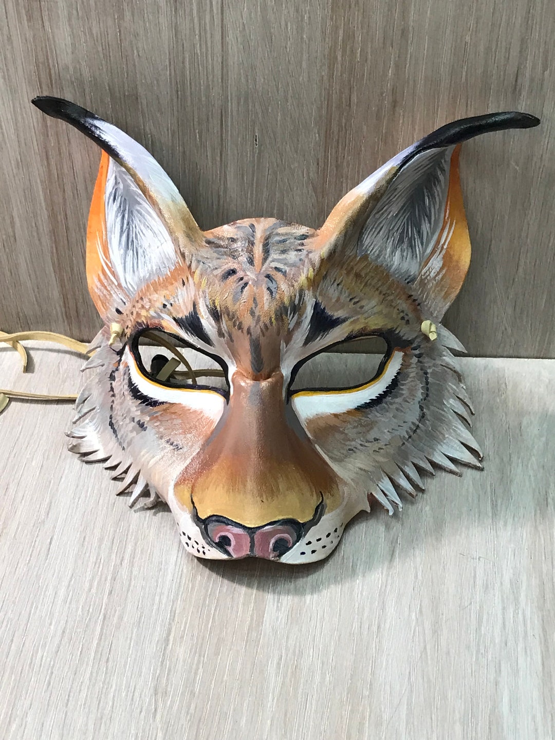 Lynx Mask, OOAK Leather Werecat Mask, Beautifully Hand Painted by ...