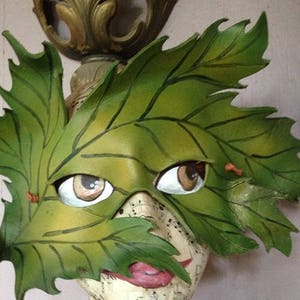 LEAF MASK, leather leaf, Spring Green leaf mask, leather mask by Faerywhere image 4