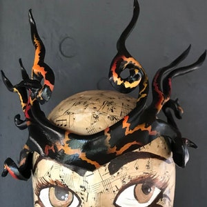 Lava and Ash elemental, head piece, spikey pointy leather crown, leather fire crown by faerywhere image 2