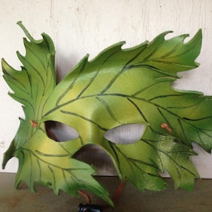 LEAF MASK, leather leaf, Spring Green leaf mask, leather mask by Faerywhere image 5