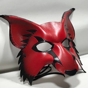 RED wolf, kitsune leather mask, cosplay fox mask made by faerywhere image 6