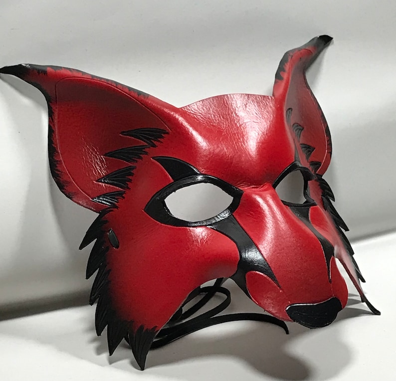 RED wolf, kitsune leather mask, cosplay fox mask made by faerywhere image 6