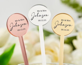 Customized Wedding Drink Stirrer,Bulk Custom Couple Names Stirrer For Wedding,Bridal Party ,Wedding Party Decor Personalized Drink Stirrers