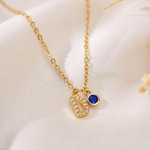 Collar con el mes de nacimiento, collar con inicial personalizado y piedra de nacimiento, collar con letras personalizadas para mujer, joyas personalizadas, regalos de Navidad