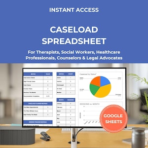 Caseload Spreadsheet for Therapists, Social Workers, and Healthcare Professionals | Client Management System Google Sheets Template