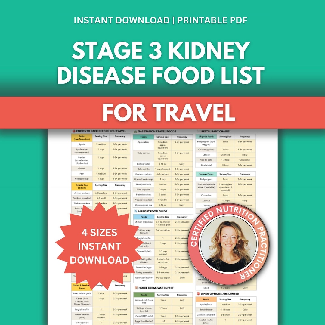 Stage 3 Kidney Disease Food List for Travel: Printable Guide With ...