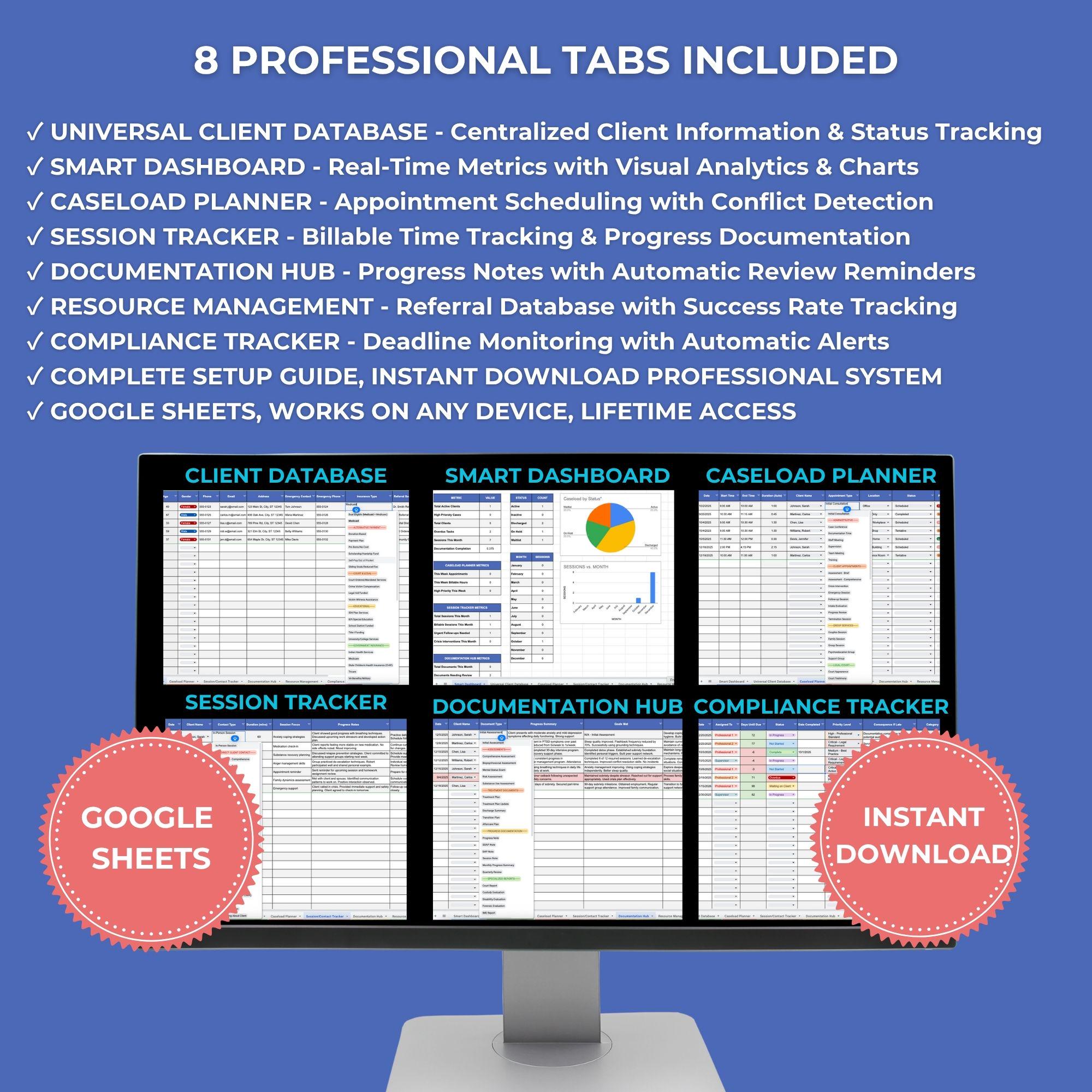 Case Load Datatemplate Caseload Spreadsheet for Therapists, Social Workers, and Healthcare ...