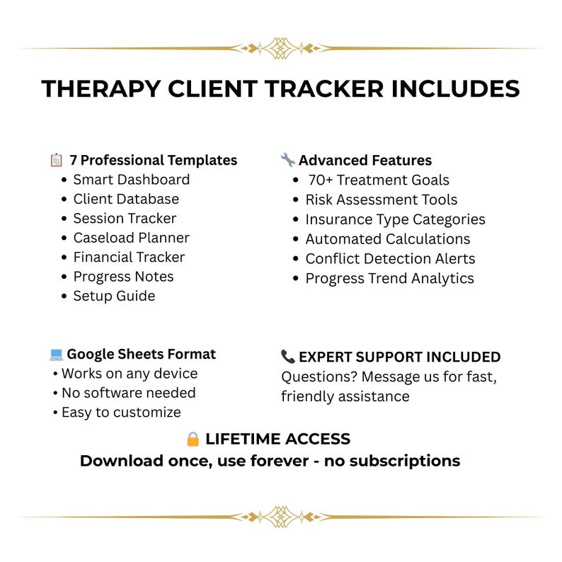 Therapy Client Tracker: Caseload Spreadsheet for Practice Management ...