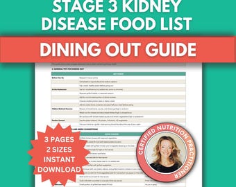Stage 3 Kidney Disease Food List for Dining Out: Printable Dining Out Guide With Kidney-Friendly Menu Tips | Digital Download
