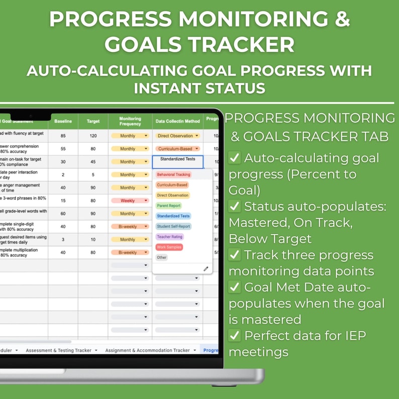 Special Ed Planner & IEP Data Tracker Spreadsheet | Google Sheets ...