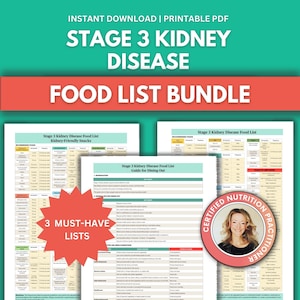 Stage 3 Kidney Disease Food List BUNDLE: Ultimate Guide for Kidney-Friendly Meals, Snacks, and Dining Out | Kidney Disease Diet Guide