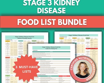 Stage 3 Kidney Disease Food List BUNDLE: Ultimate Guide for Kidney-Friendly Meals, Snacks, and Dining Out | Kidney Disease Diet Guide