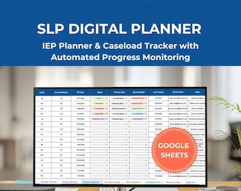 Planificador digital de logopedas 2025-2026: Seguimiento del progreso del IEP, gestión de la carga de trabajo y recopilación de datos para logopedas (Hojas de cálculo de Google)