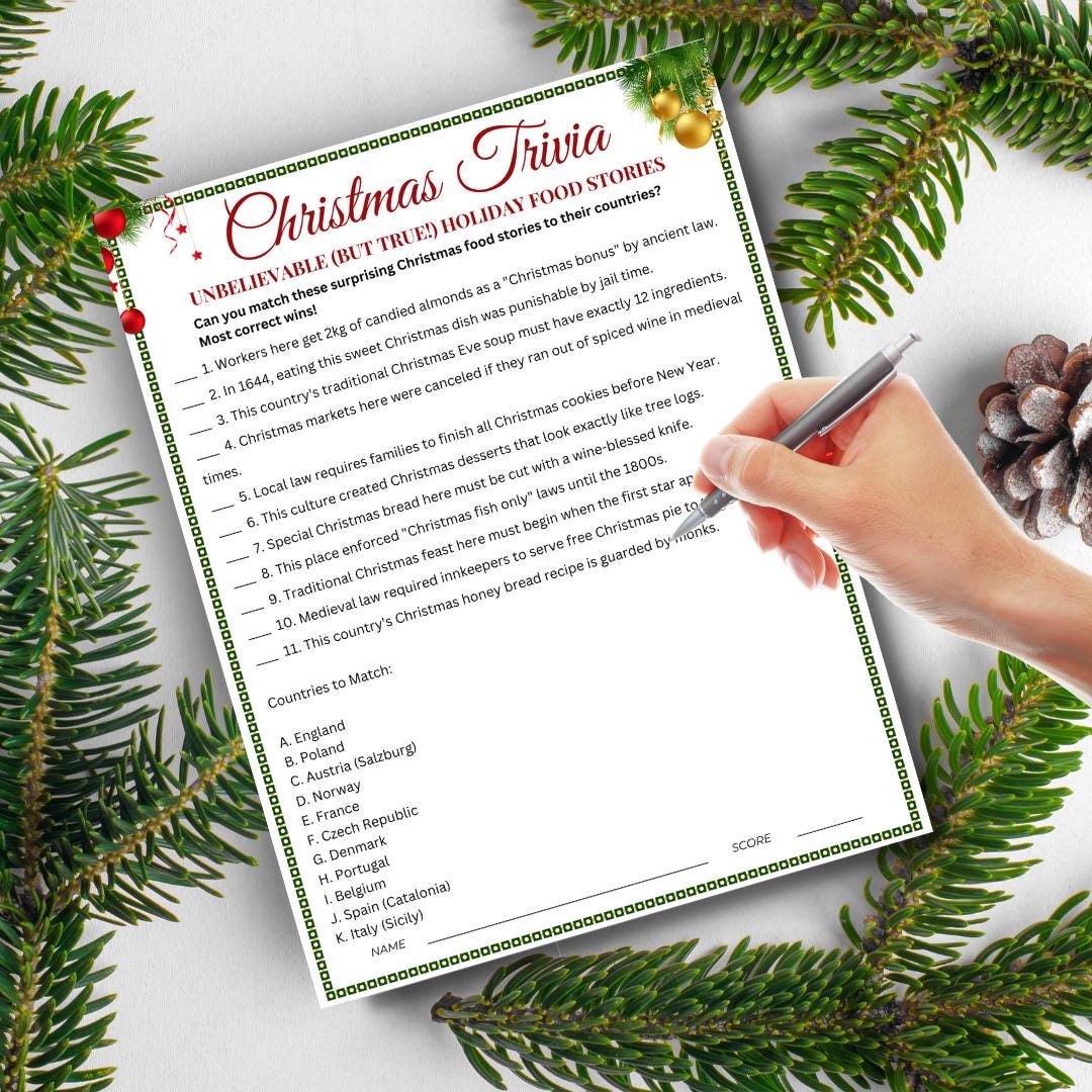 Christmas Trivia With Answer Sheet - Printable Office and Family Party