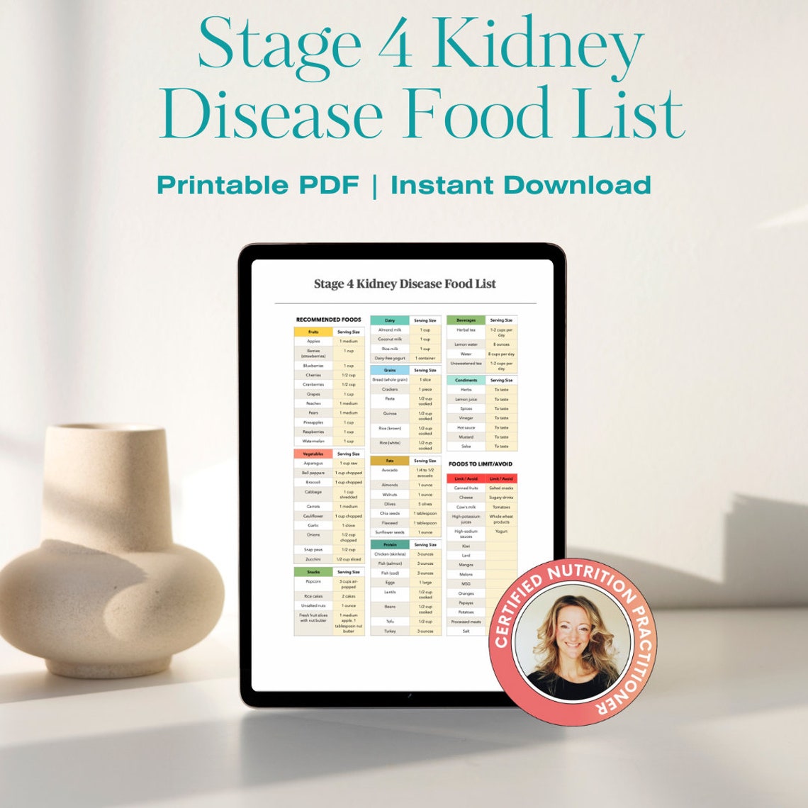 Stage 4 Kidney Disease Food List: Printable CKD Diet Guide With Kidney ...