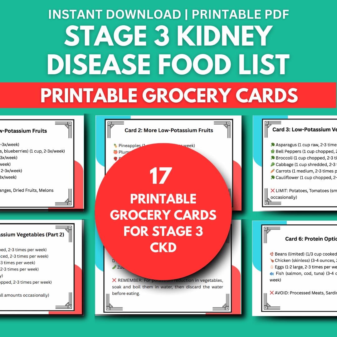 Stage 3 Kidney Disease Food List - Printable Grocery Shopping Cards ...