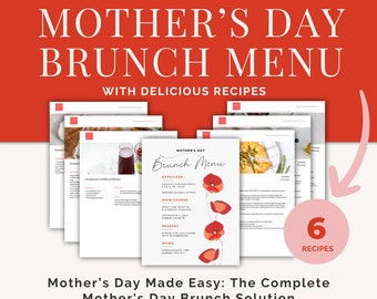 Mothers Day Brunch Menu: Complete Mothers Day Brunch Solution With Recipes And Grocery List, All Done For You, Printable Menu, PDF