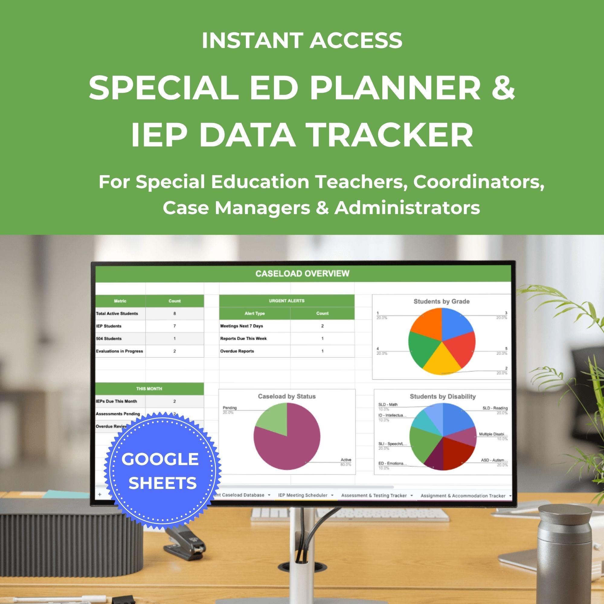 Special Ed Planner & IEP Data Tracker Spreadsheet | Google Sheets ...