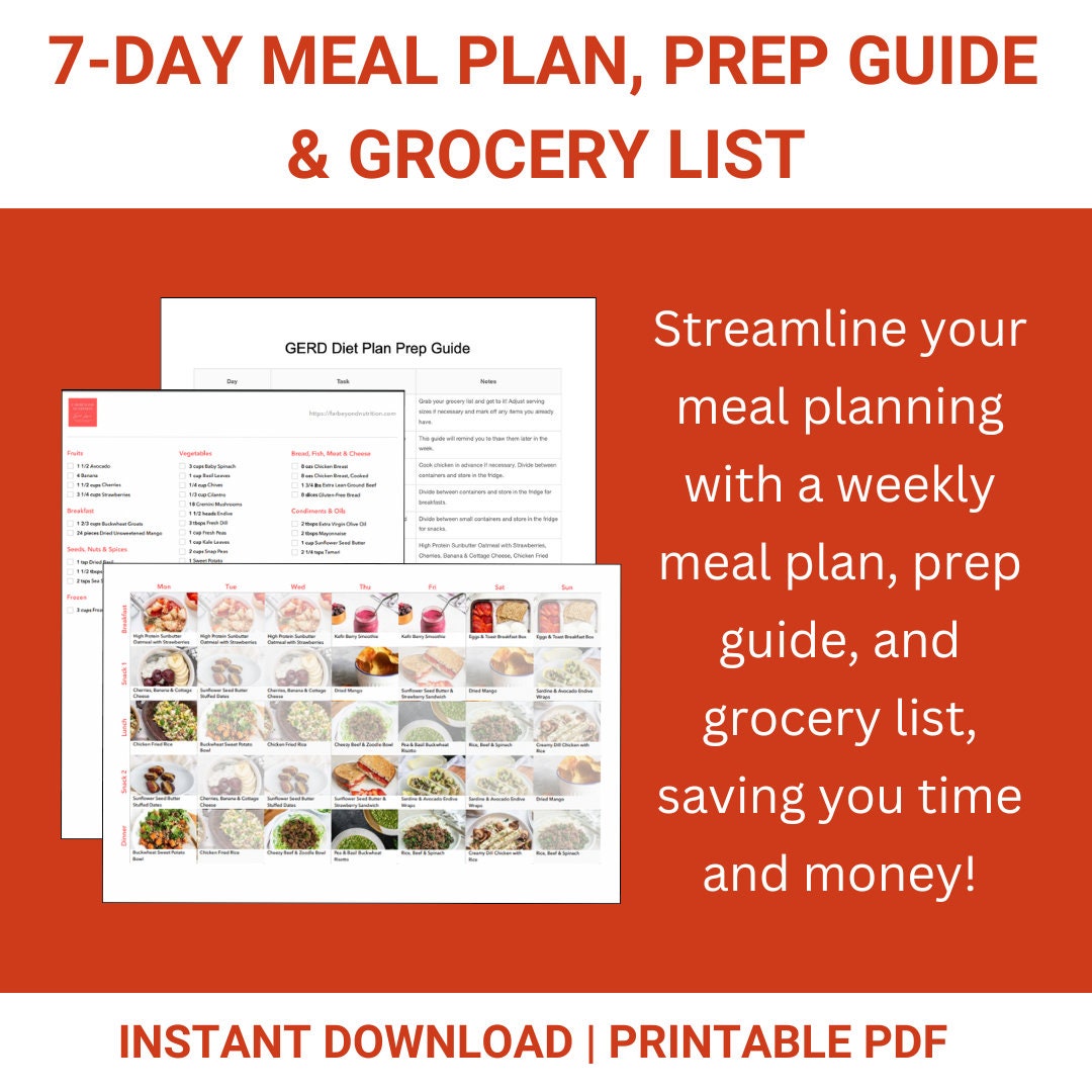 GERD Diet Plan, Acid Reflux Diet Plan With Low Acid Foods, 7-day ...