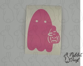 Halloween Pumpkin Bucket Ghost Süßes oder Saures Vinyl Aufkleber - Thema für Auto, LKW, Lieferwagen, Wohnmobil, Spiegel und Kunsthandwerk