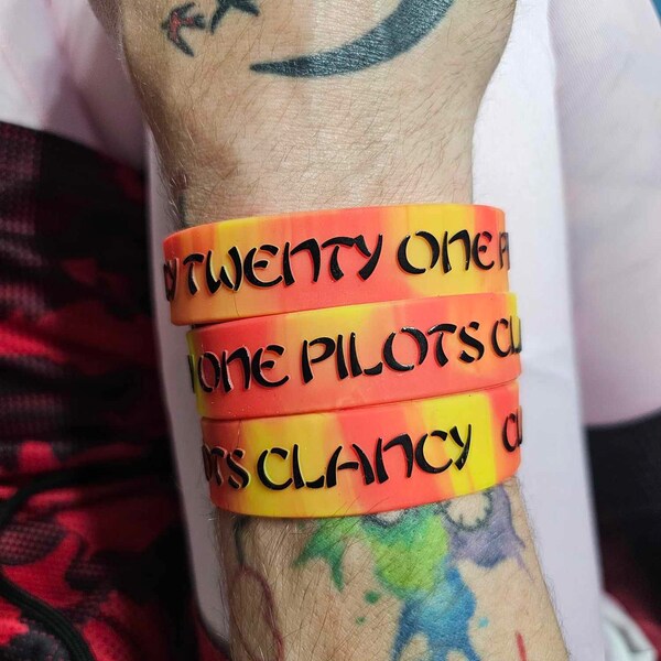 Twenty One Pilots Clancy Red and Yellow Silicone Bracelet, Clancy 2024 World Tour, Concert Merch, Merch, Tyler Joseph, Josh Dun, Backslide