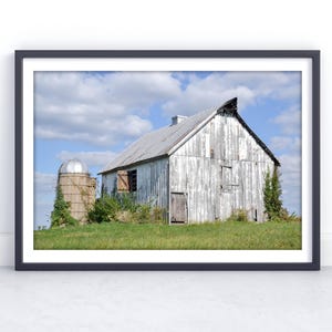 White Barn Wall Art, Rustic Barn Photography, Farmhouse Decor, Rural Landscape Print, Country Barn Art, Farm Print, Rustic Home Decor