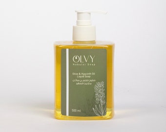 Olvy Nabulsi Sapone liquido all'olio d'oliva con olio di giacinto - Detergente per mani e corpo - 16,9 once in flacone con pompa Naturale e biologico