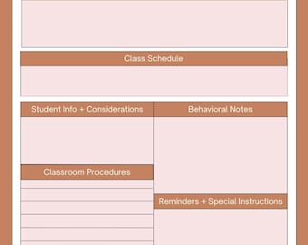 Notes for Substitute Teacher