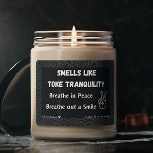 Smells like toke tranquility candle, Bougie Candle for Dank Enthusiasts | Funny Gift, Funny Candles, Pot Leaf Decor, Hide Smell of Smokers