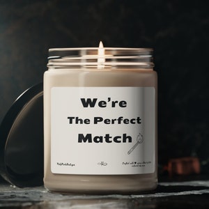 We&#39;re the perfect match candle, gift for him, gift for her, funny gift, relationship gift, Valentines day, vday candle