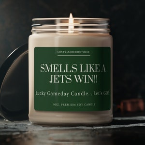 New York Jets Win-Kerze, einzigartige Geschenkidee, NFL-Kerze, New York Jets-Kerze, Spieltag-Dekoration, Sport-Motto-Kerze, Aaron Rodgers Namath Smells