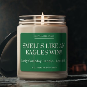 Philadelphia Eagles Win Candle, Unique Gift Idea Football Candle Philadelphia Eagles Game Day Decor Sport Themed Candle, Fly Eagles Fly