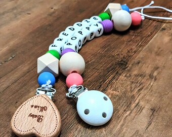 Adorable Personalized Dummy Clip, Soft Baby Pacifier Holder, Colorful Silicone Clip, Baby Shower Gift