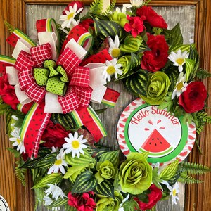 Watermelon Wreaths, Watermelon Door hanger, Watermelon Summer Wreath for front door, Watermelon Wreath with bow, Welcome to the lake wreaths