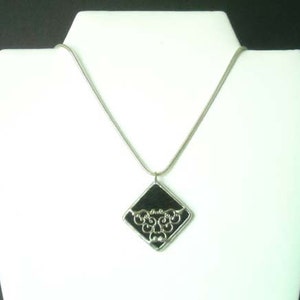 Black Stained Glass Pendant With Filigree image 3