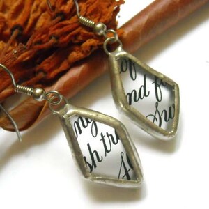 Upcycled Glass Earrings With Script Writing 14 image 3