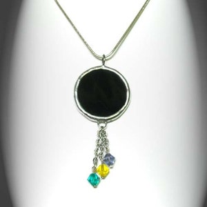Black Stained Glass Pendant With Swarovski Crystals image 4