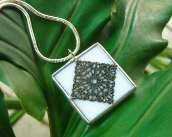 Stained Glass Pendant With Filigree
